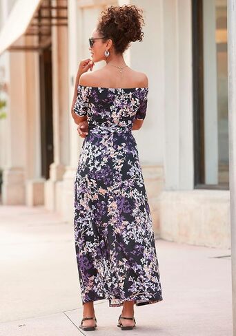LASCANA Women's Floral Off Shoulder Maxi Dress in Kuwait