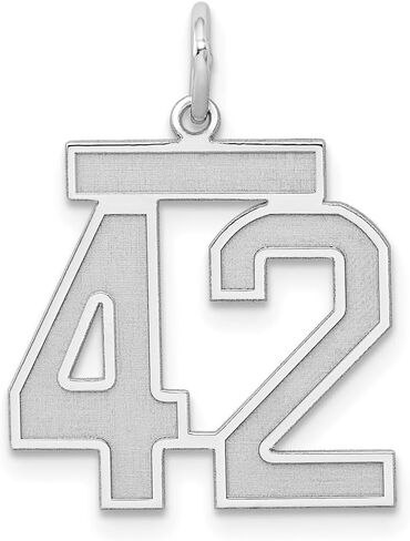 Saris and Things 925 Sterling Silver Medium Satin Number 42 Charm Pendant in Saudi Arabia