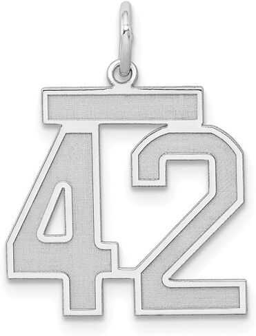Saris and Things 925 Sterling Silver Medium Satin Number 42 Charm Pendant in Saudi Arabia