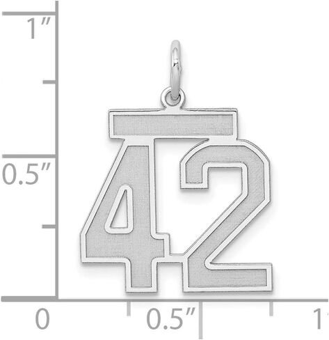 Saris and Things 925 Sterling Silver Medium Satin Number 42 Charm Pendant in Saudi Arabia