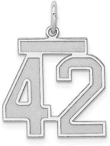 Saris and Things 925 Sterling Silver Medium Satin Number 42 Charm Pendant in Saudi Arabia