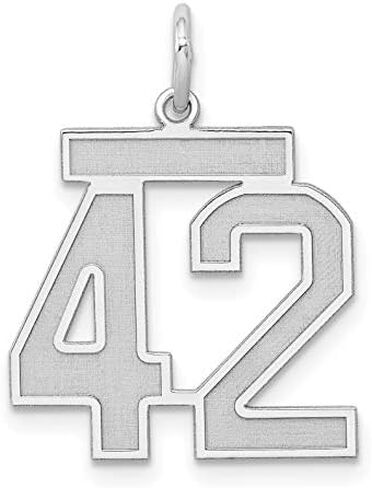 Saris and Things 925 Sterling Silver Medium Satin Number 42 Charm Pendant in Saudi Arabia