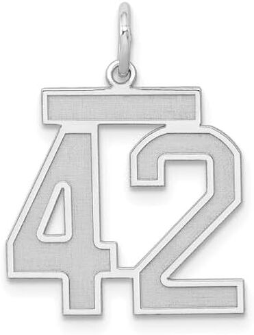 Saris and Things 925 Sterling Silver Medium Satin Number 42 Charm Pendant in Saudi Arabia