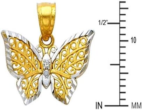14k Two Tone Gold Butterfly Charm Pendant in Kuwait