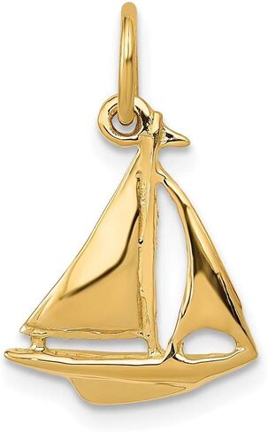 Solid 14k Yellow Gold Sailboat Pendant Charm (12mm x 19mm) in Kuwait
