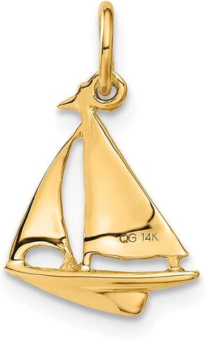 Solid 14k Yellow Gold Sailboat Pendant Charm (12mm x 19mm) in Kuwait