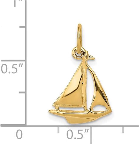 Solid 14k Yellow Gold Sailboat Pendant Charm (12mm x 19mm) in Kuwait