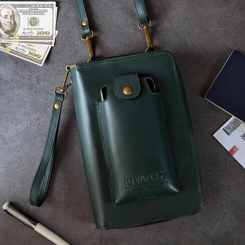 NOVANYX Passport Holder for Travel & Tech Bag Combo - First Ever Genuine Leather Passport Holder with AirTag Hidden, Rfid Passport Cover Travel Wallet for Airport Essentials, Travel Must Haves Gifts in Saudi Arabia