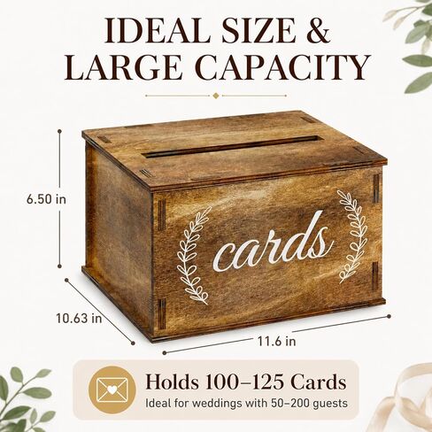 Wooden Wedding Card Box with Slot Rustic Gift Card Box for Wedding Decorations for Reception Money Gift Boxes for Party Anniversary Baby & Bridal Shower in Saudi Arabia