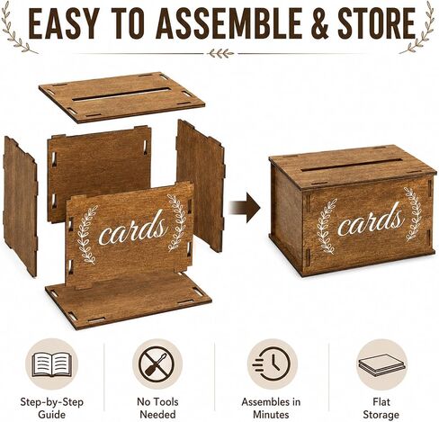 Wooden Wedding Card Box with Slot Rustic Gift Card Box for Wedding Decorations for Reception Money Gift Boxes for Party Anniversary Baby & Bridal Shower in Saudi Arabia