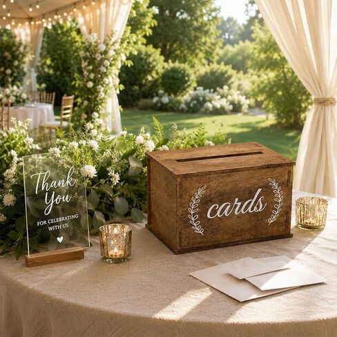 Wooden Wedding Card Box with Slot Rustic Gift Card Box for Wedding Decorations for Reception Money Gift Boxes for Party Anniversary Baby & Bridal Shower in Saudi Arabia