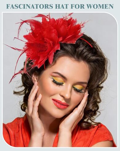 24 Pcs Fascinators Hats Tea Party Hats for Women Feather Pearl Headband with Veil 50s Vintage Feathers Pearl on a Headband or a Clip for Women Wedding Cocktail Dresses Accessories in Saudi Arabia