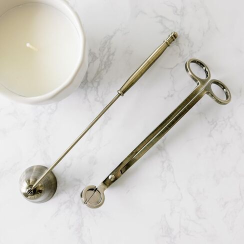 Airy Abode Candle Snuffer and Wick Trimmer Set, Bell Snuffer Gift Box, Stainless Steel Candle Care Accessory for Home Decor, Brushed Gold in Saudi Arabia