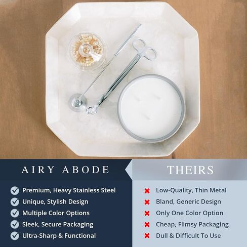 Airy Abode Candle Snuffer and Wick Trimmer Set, Bell Snuffer Gift Box, Stainless Steel Candle Care Accessory for Home Decor, Brushed Gold in Saudi Arabia