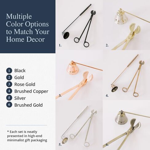 Airy Abode Candle Snuffer and Wick Trimmer Set, Bell Snuffer Gift Box, Stainless Steel Candle Care Accessory for Home Decor, Brushed Gold in Saudi Arabia