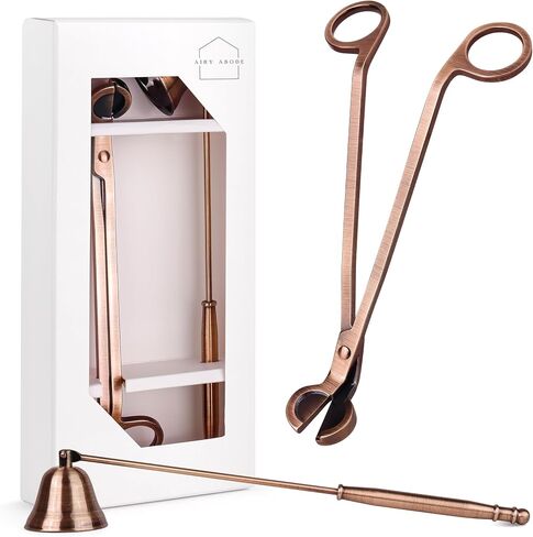 Airy Abode Candle Snuffer and Wick Trimmer Set, Bell Snuffer Gift Box, Stainless Steel Candle Care Accessory for Home Decor, Brushed Gold in Saudi Arabia