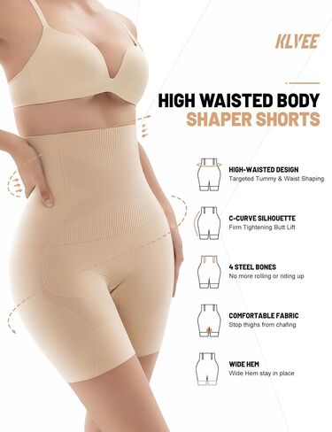 KLVEE Shapewear for Women Tummy Control, High Waisted Body Shaper Shorts Butt Lifting Thigh Slimmer Shapewear Under Dress in Saudi Arabia