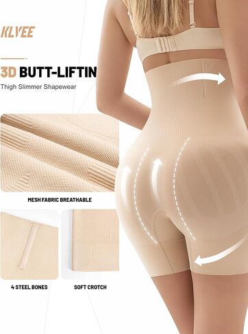 KLVEE Shapewear for Women Tummy Control, High Waisted Body Shaper Shorts Butt Lifting Thigh Slimmer Shapewear Under Dress in Saudi Arabia