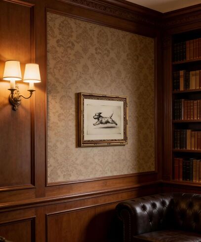Vintage Gold Framed Wall Art Antique Terrier Sketch Wall Art Running Dog Wall Decor Picture Classic Minimalist Line Dog Poster Print for Living Room Bedroom 9x11in in Saudi Arabia