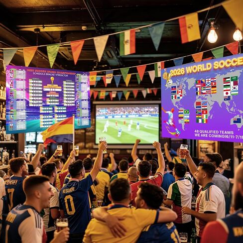 AOXFOXMAS 2026 World Soccer Cup Schedule Poster 43x32 Inch Stickers, Football Match Tracker,Sports Decor & Collectible Merchandise for Fans Party Supplies in Saudi Arabia