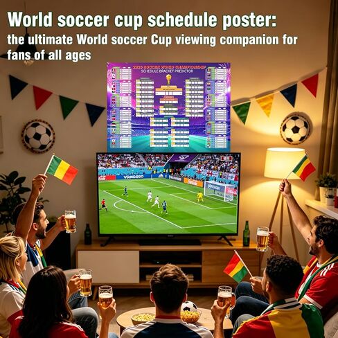 AOXFOXMAS 2026 World Soccer Cup Schedule Poster 43x32 Inch Stickers, Football Match Tracker,Sports Decor & Collectible Merchandise for Fans Party Supplies in Saudi Arabia
