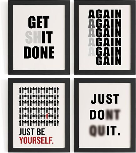 DSHFG Motivational Inspirational Office Wall Art Decor Prints Set of 4, Black Motivational Wall Decor Trendy Retro Posters for Office Home Decor, 8x10 Unframed in Kuwait
