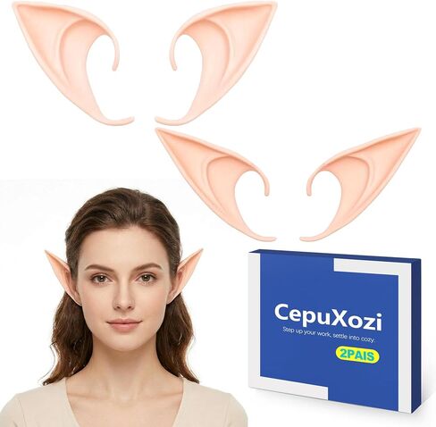 2 Pairs Soft Elf Ears for Cosplay, Silicone Fairy Ears for Adult Women Men & Kids, Pointed FAE Ears, Realistic Hobbit Tips for Halloween Costume & Party in Saudi Arabia