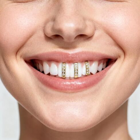 3 Pack Grillz for women and Men, Grillz with Rhinestones, Gold Tooth Cap, Reusable Teeth Jewelry for Party Halloween Music Festival (Gold) in Saudi Arabia
