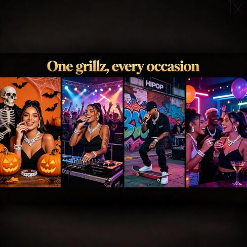 3 Pack Grillz for women and Men, Grillz with Rhinestones, Gold Tooth Cap, Reusable Teeth Jewelry for Party Halloween Music Festival (Gold) in Saudi Arabia