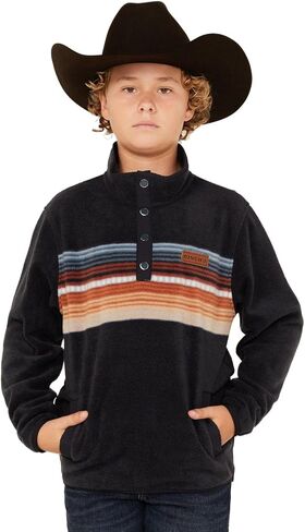 Cinch Boys' Boy's Striped Polar Fleece Pullover Navy US in Kuwait