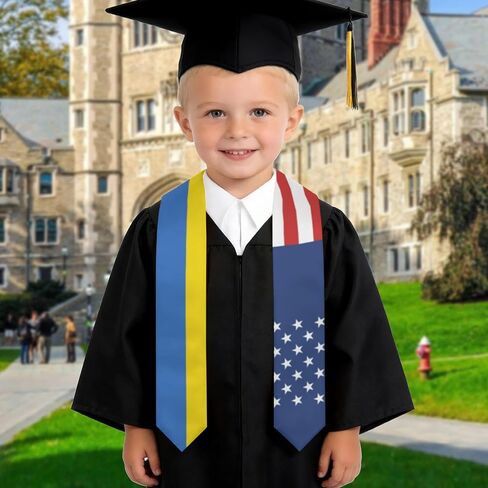 America Ukraine Ukranian Flag Graduation Stole Scarf Shawl Sash Class of 2026 for Kids Preschool Kindergarten Students Soft Lightweight Scarves Graduate Gift Back to School in Kuwait