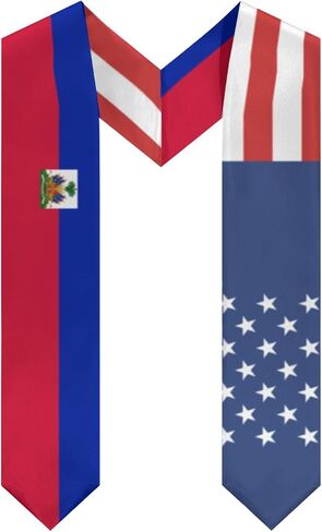 America Haiti Haitian Flag Graduation Stole Scarf Shawl Sash Class of 2026 for Kids Preschool Kindergarten Students Soft Lightweight Scarves Graduate Gift Back to School in Kuwait