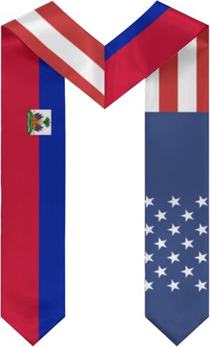 America Haiti Haitian Flag Graduation Stole Scarf Shawl Sash Class of 2026 for Kids Preschool Kindergarten Students Soft Lightweight Scarves Graduate Gift Back to School in Kuwait