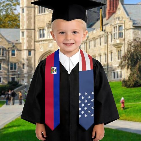 America Haiti Haitian Flag Graduation Stole Scarf Shawl Sash Class of 2026 for Kids Preschool Kindergarten Students Soft Lightweight Scarves Graduate Gift Back to School in Kuwait