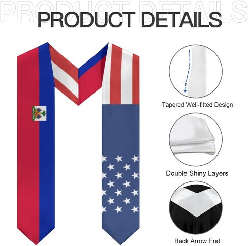 America Haiti Haitian Flag Graduation Stole Scarf Shawl Sash Class of 2026 for Kids Preschool Kindergarten Students Soft Lightweight Scarves Graduate Gift Back to School in Kuwait