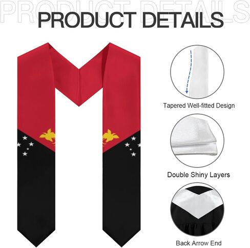 خمر بابوا غينيا الجديدة العلم التخرج سرق وشاح شال وشاح فئة 2026 للأطفال مرحلة ما قبل المدرسة رياض الأطفال الطلاب الأوشحة الناعمة خفيفة الوزن هدية الدراسات العليا العودة إلى المدرسة in Kuwait