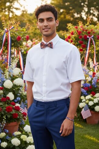 Mens Self-Tie Bow Tie Patriotic Flags, Plaids & Fireworks in Saudi Arabia
