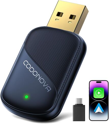Wireless CarPlay Adapter for Apple – Android Auto Wireless Adapter,5GHz Wi-Fi Zero-Lag Dongle, Stable Auto-Connect, Gold-Plated USB-A & C for All Wired CarPlay Cars 2016+, Mini Plug & Play in Saudi Arabia
