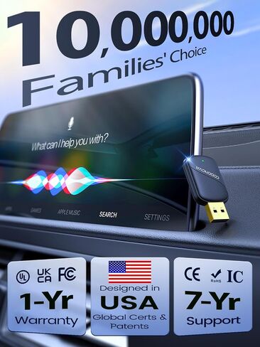 Wireless CarPlay Adapter for Apple – Android Auto Wireless Adapter,5GHz Wi-Fi Zero-Lag Dongle, Stable Auto-Connect, Gold-Plated USB-A & C for All Wired CarPlay Cars 2016+, Mini Plug & Play in Saudi Arabia