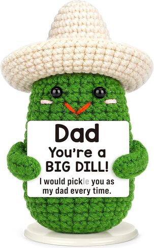Eterfordista Mini Fathers Day Dad Gifts for from Daughter Son Wife Positive Handmade Crochet Pickle for Daddy New Bonus Step Dads Father in Law Best Dad Ever Gift Funnuy Birthday Gift Ideas in Saudi Arabia