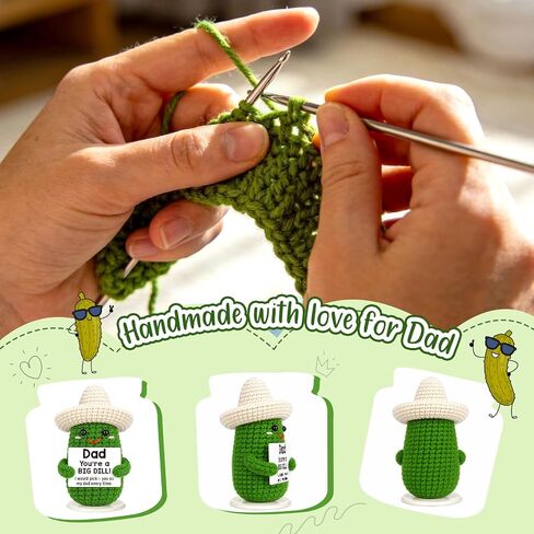 Eterfordista Mini Fathers Day Dad Gifts for from Daughter Son Wife Positive Handmade Crochet Pickle for Daddy New Bonus Step Dads Father in Law Best Dad Ever Gift Funnuy Birthday Gift Ideas in Saudi Arabia