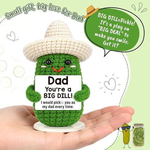 Eterfordista Mini Fathers Day Dad Gifts for from Daughter Son Wife Positive Handmade Crochet Pickle for Daddy New Bonus Step Dads Father in Law Best Dad Ever Gift Funnuy Birthday Gift Ideas in Saudi Arabia