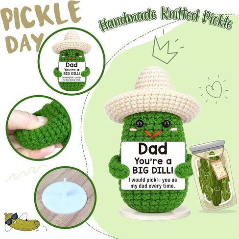 Eterfordista Mini Fathers Day Dad Gifts for from Daughter Son Wife Positive Handmade Crochet Pickle for Daddy New Bonus Step Dads Father in Law Best Dad Ever Gift Funnuy Birthday Gift Ideas in Saudi Arabia