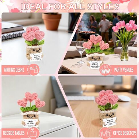 WITCOLOR Crochet Birthday Gift – Inspirational Heart Planter Handmade Happy Birthday Gift for Women,Man,Mom, Sister, Best Friend, Coworker – Unique Gift Ideas for Her, Him, Birthday Decorations in Saudi Arabia