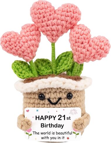 WITCOLOR Crochet Birthday Gift – Inspirational Heart Planter Handmade Happy Birthday Gift for Women,Man,Mom, Sister, Best Friend, Coworker – Unique Gift Ideas for Her, Him, Birthday Decorations in Saudi Arabia