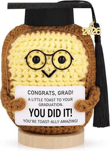 Graduation Gift for Her College High School Grads Graduation Gifts-Funny Handmade Crochet Toast with Grad Cap Motivational Message in Saudi Arabia