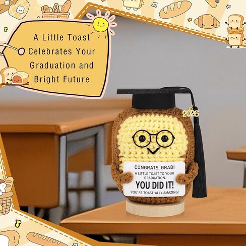 Graduation Gift for Her College High School Grads Graduation Gifts-Funny Handmade Crochet Toast with Grad Cap Motivational Message in Saudi Arabia