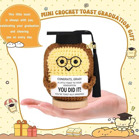 Graduation Gift for Her College High School Grads Graduation Gifts-Funny Handmade Crochet Toast with Grad Cap Motivational Message in Saudi Arabia