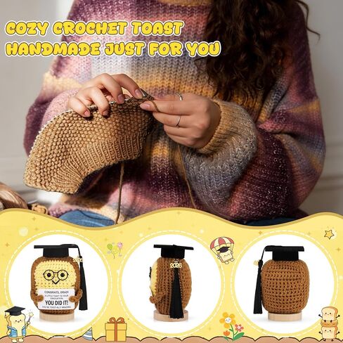 Graduation Gift for Her College High School Grads Graduation Gifts-Funny Handmade Crochet Toast with Grad Cap Motivational Message in Saudi Arabia