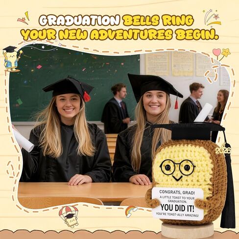 Graduation Gift for Her College High School Grads Graduation Gifts-Funny Handmade Crochet Toast with Grad Cap Motivational Message in Saudi Arabia